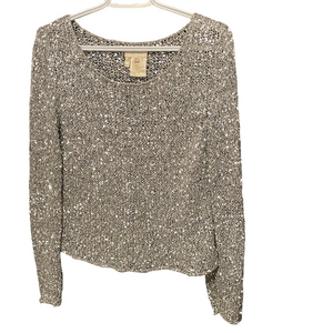 Women’s Vintage Escada Couture Silver Sequin Knit Top Size 36